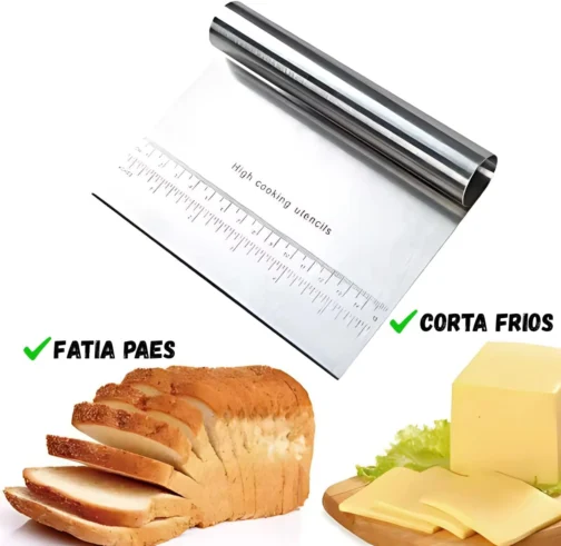 Espátula Multiuso Inox Premium com Régua de Medição 15cm Prática para Confeitar Cortar Raspar Organizar Dividir Alimentos Massas Legumes Bolos Pães Ideal para Cozinha de Fácil Manuseio - Imagem 5