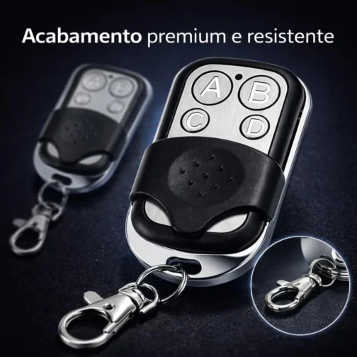 Kit 2 Controles Remotos para Portão Eletrônico 433MHz | Duplicador Universal 4 Botões | Compatível com Alarmes, Portões e Cercas | Compacto com Chaveiro Metálico - Imagem 8