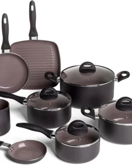 Brinox – Jogo de Panelas 8 Peças Ceramic Life Smart Plus – Preto