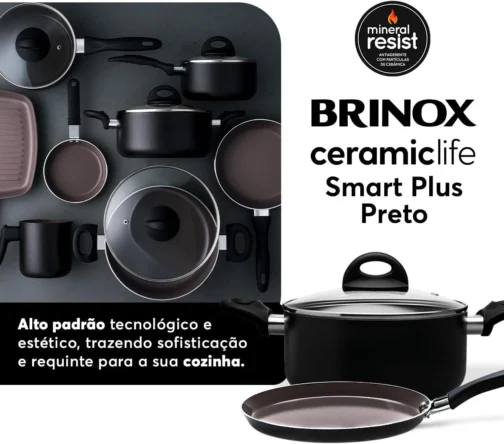 Brinox - Jogo de Panelas 8 Peças Ceramic Life Smart Plus - Preto - Imagem 4