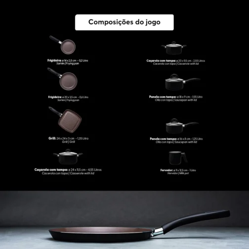 Brinox - Jogo de Panelas 8 Peças Ceramic Life Smart Plus - Preto - Imagem 7