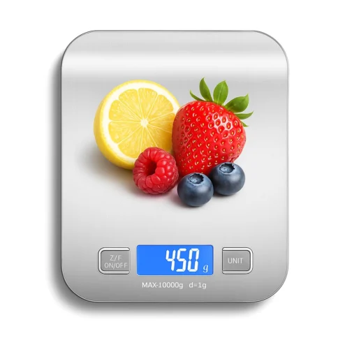Balança de Cozinha Digital Premium em Inox Resistente à Água Portátil Base Antiderrapante Visor de Alta Definição Pesagem Precisa de 1g a 10kg Durável Moderna e Ideal para Alimentos Frescos - Imagem 2