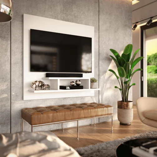 Genérico, Painel para TV Smart 32 Polegadas com Nicho Prateleira Sala Quarto Reilly - Branco - Imagem 2