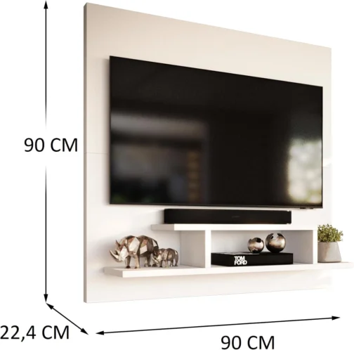 Genérico, Painel para TV Smart 32 Polegadas com Nicho Prateleira Sala Quarto Reilly - Branco - Imagem 3