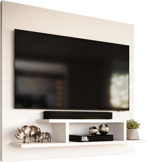 Genérico, Painel para TV Smart 32 Polegadas com Nicho Prateleira Sala Quarto Reilly - Branco - Imagem 4