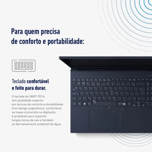 Notebook VAIO FE16 AMD Ryzen 5-5625U Windows 11 Home 32GB RAM 512GB SSD Wi-Fi 6 Tela 16'' IPS WUXGA Antirreflexo - Cinza Grafite - VJFE69F11X-B1011H - Permite upgrade de memória RAM e SSD - Imagem 8