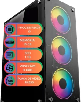 Computador Gamer MultiPC I5 16GB SSD 1TB NVMe RX550 Win11 Pro Ideal para Jogos, Estudos, Home Office e Edição