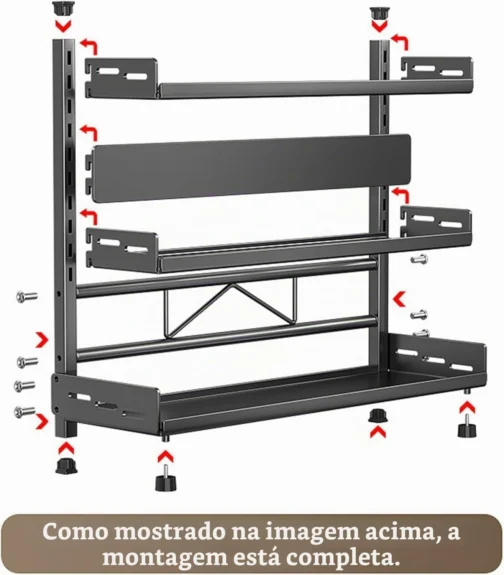 BEMMY Prateleira para Temperos de Cozinha, Organizador de Cozinha de 3 Níveis e Prateleira de Armazenamento, Armazenamento de Temperos 40CM - Imagem 10