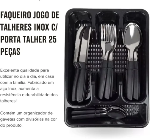 Jogo de Panelas Antiaderente Elegan 33 Peças C/Talheres Tampa de Vidro Alumínio Conjunto Facas Colheres Completo - Dona Chefa - Imagem 4