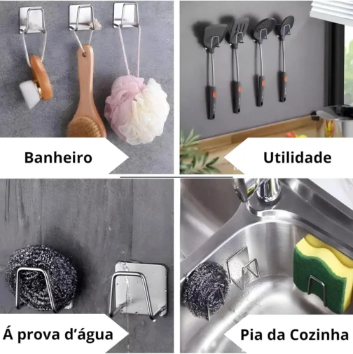 Porta Esponjas Pia Cozinha em Aço Inox Adesivo Organizador Pia (1 unidade) - Imagem 5