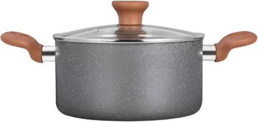 Jogo de Panelas Rochedo Natural Stone 5 peças, Cinza com Efeito Pedra, Antiaderente Minerium, Thermo-Sinal, Alta Espessura de 2mm e Cozimento Homogêneo - Imagem 3