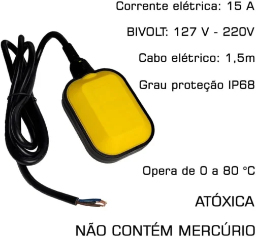 Fertak Boia Eletrica Nivel Agua Aut Eletronica Cabo 15a - Imagem 8