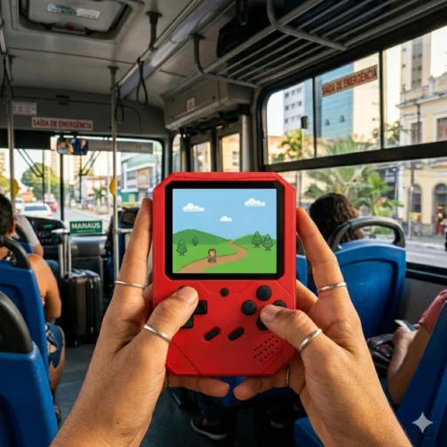 Vídeo Game Portátil | Console Integrado com muitos jogos | Tela Colorida | Portátil | Uso Infantil e Adulto (Vermelho) - Imagem 6