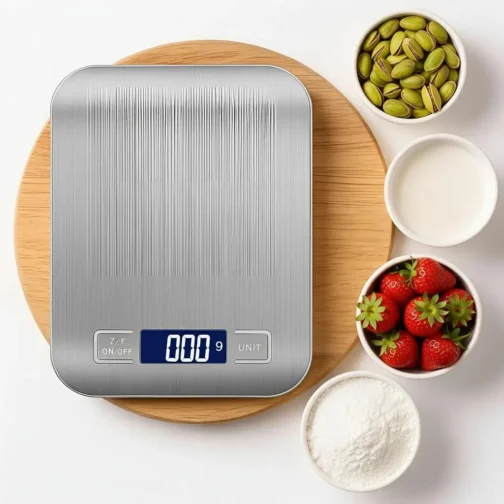 Balança de Cozinha Digital Premium em Inox Resistente à Água Portátil com Base Antiderrapante Visor de Alta Definição Alta Precisão Pesagem de 1g a 10kg Ideal para Dieta Fitness Alimentos Saudáveis! - Imagem 2