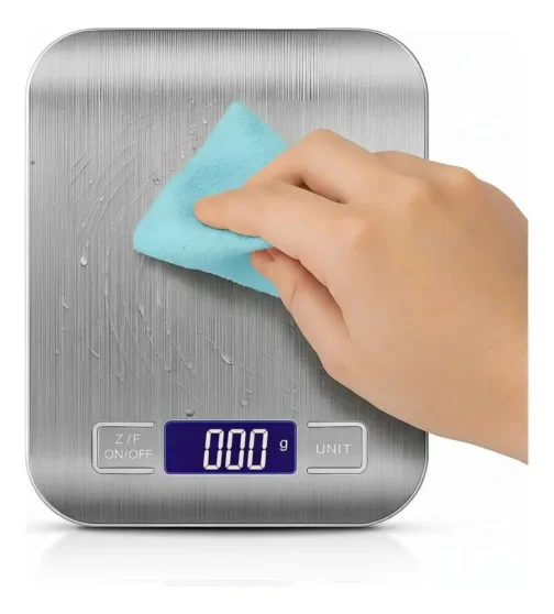 Balança de Cozinha Digital Premium em Inox Resistente à Água Portátil com Base Antiderrapante Visor de Alta Definição Alta Precisão Pesagem de 1g a 10kg Ideal para Dieta Fitness Alimentos Saudáveis! - Imagem 6