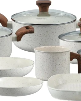 Mimo Style, Conjunto de 8 Panelas Pratic Cook Marmol Compatível com Fogão por Indução