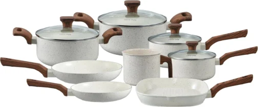 Mimo Style, Conjunto de 8 Panelas Pratic Cook Marmol Compatível com Fogão por Indução - Imagem 2