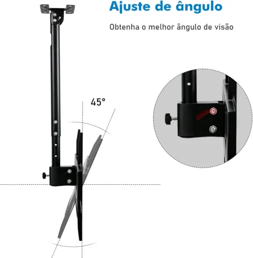 Suporte de Teto para TV 32 a 80 Pol, VESA 75x75 a 600x400 mm - Imagem 5