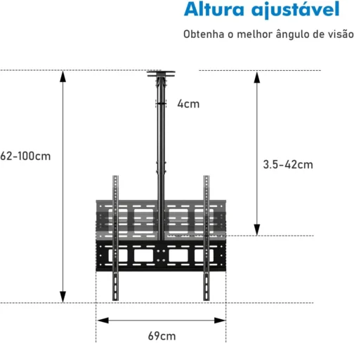 Suporte de Teto para TV 32 a 80 Pol, VESA 75x75 a 600x400 mm - Imagem 7