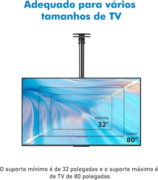 Suporte de Teto para TV 32 a 80 Pol, VESA 75x75 a 600x400 mm - Imagem 8