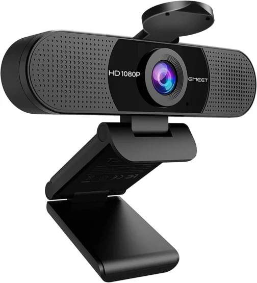 EMEET Webcam 1080p com microfone, câmera Web C960, webcam de streaming de 2 microfones, câmera de computador FOV de 90°, webcam USB Plug and Play para chamadas online/conferências, - Imagem 2