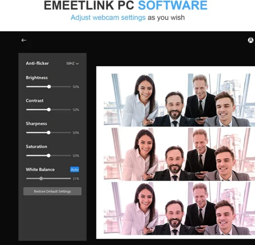 EMEET Webcam 1080p com microfone, câmera Web C960, webcam de streaming de 2 microfones, câmera de computador FOV de 90°, webcam USB Plug and Play para chamadas online/conferências, - Imagem 7