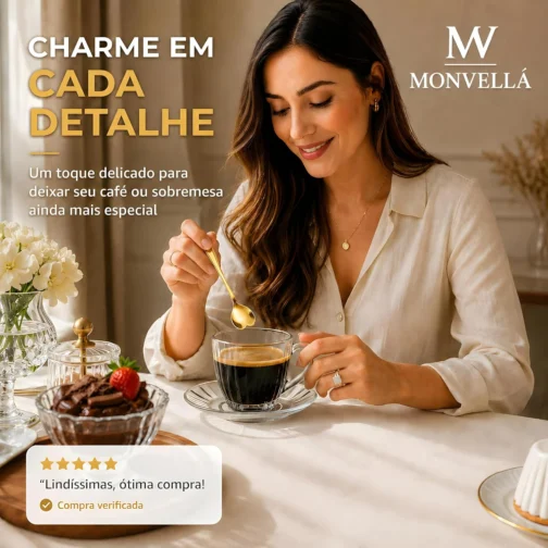 Kit Colher Coração Fofa para Cozinha Mesa Posta Douradas Café Sobremesa Chá Aço Inoxidável Kit Com 5 Colheres Coração - Imagem 5