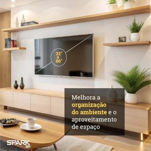 Suporte TV Articulado 32 a 86 Polegadas Universal Padrão VESA Até 46kg Regulável e Inclinável Horizontal Quarto Sala Preto - Imagem 3