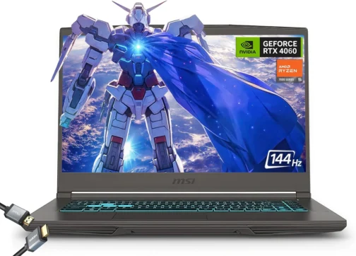 MSI Notebook para jogos IPS fino de 39.6 cm 144Hz FHD com bisel fino, AMD Ryzen 5 7535HS, NVIDIA GeForce RTX 4060 - Windows 11, com cabo HDMI (2025) (32 GB de RAM | SSD PCIe de 2 TB) - Imagem 2