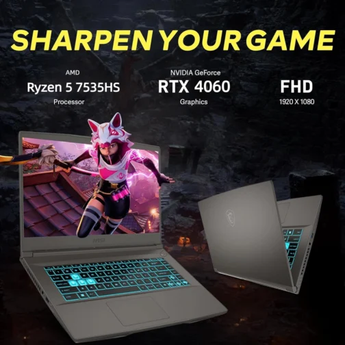 MSI Notebook para jogos IPS fino de 39.6 cm 144Hz FHD com bisel fino, AMD Ryzen 5 7535HS, NVIDIA GeForce RTX 4060 - Windows 11, com cabo HDMI (2025) (32 GB de RAM | SSD PCIe de 2 TB) - Imagem 3