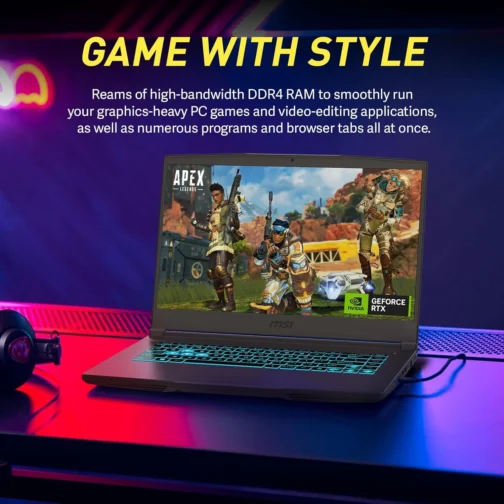 MSI Notebook para jogos IPS fino de 39.6 cm 144Hz FHD com bisel fino, AMD Ryzen 5 7535HS, NVIDIA GeForce RTX 4060 - Windows 11, com cabo HDMI (2025) (32 GB de RAM | SSD PCIe de 2 TB) - Imagem 6