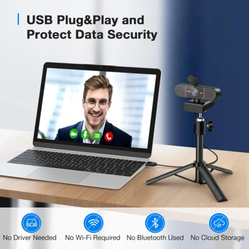 EMEET Webcam C960 4K com tripé, sensor Sony UHD 4K, mini tripé de altura ajustável com capa de privacidade, foco automático PDAF, microfones com cancelamento de ruído duplo, correção automática de - Imagem 8