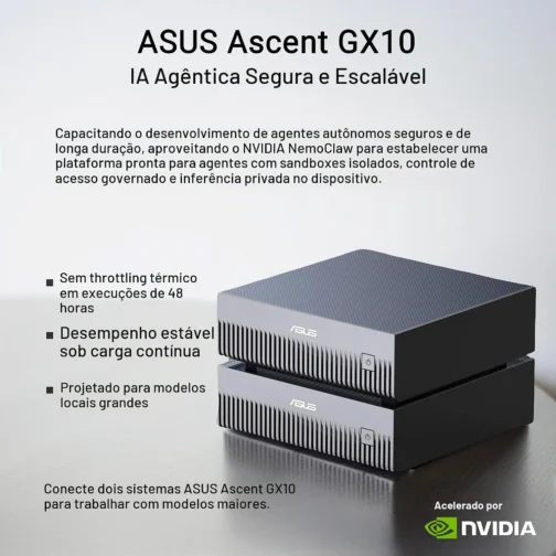 ASUS Supercomputador de IA pessoal Ascent GX10 com superchip NVIDIA GB10, RAM LPDDR5x de 128 GB, SSD PCIe G4x4 NVMe de 1 TB, Wi-Fi 7 e BT5.4, SO DGX e chassi de metal anodizado cinza com pés - Imagem 6