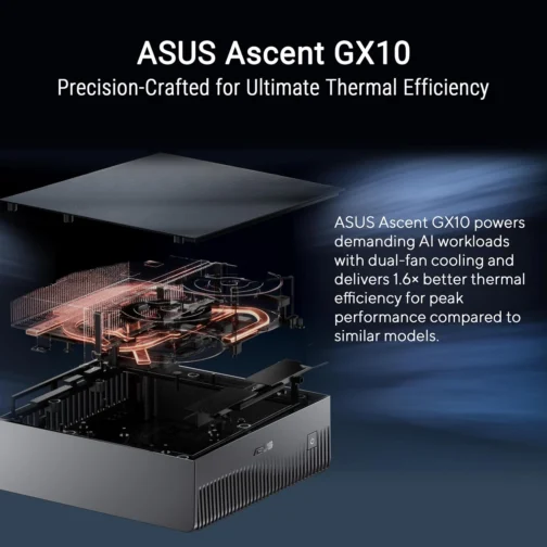 ASUS Supercomputador de IA pessoal Ascent GX10 com superchip NVIDIA GB10, RAM LPDDR5x de 128 GB, SSD PCIe G4x4 NVMe de 1 TB, Wi-Fi 7 e BT5.4, SO DGX e chassi de metal anodizado cinza com pés - Imagem 8