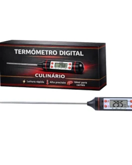 Termômetro Digital Culinário para Cozinha e Medição Rápida e Precisa, Ideal para Carnes, Churrasco, Líquidos e Alimentos, Display Fácil de Ler,Alta Precisão, Em Aço Inox, Uso Doméstico e Profissional.