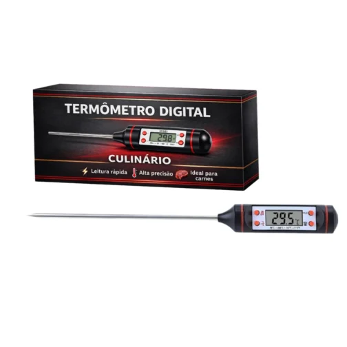 Termômetro Digital Culinário para Cozinha e Medição Rápida e Precisa, Ideal para Carnes, Churrasco, Líquidos e Alimentos, Display Fácil de Ler,Alta Precisão, Em Aço Inox, Uso Doméstico e Profissional. - Imagem 2