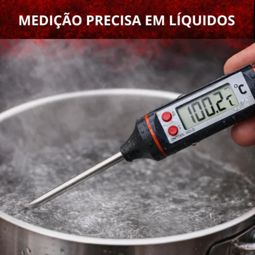 Termômetro Digital Culinário para Cozinha e Medição Rápida e Precisa, Ideal para Carnes, Churrasco, Líquidos e Alimentos, Display Fácil de Ler,Alta Precisão, Em Aço Inox, Uso Doméstico e Profissional. - Imagem 5