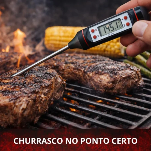 Termômetro Digital Culinário para Cozinha e Medição Rápida e Precisa, Ideal para Carnes, Churrasco, Líquidos e Alimentos, Display Fácil de Ler,Alta Precisão, Em Aço Inox, Uso Doméstico e Profissional. - Imagem 6