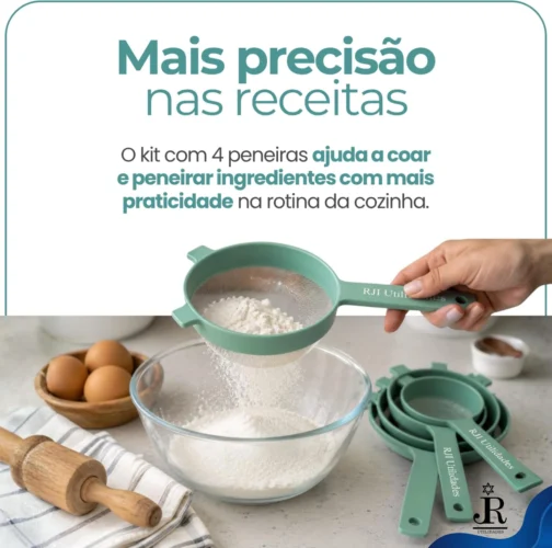 Kit Peneiras Cozinhas Coador, 4 tamanhos, Pequeno Médio Grande Extra Grande Trama Malha Resistente Reforçada - RJI Utilidades (Rosa) - Imagem 3