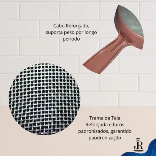 Kit Peneiras Cozinhas Coador, 4 tamanhos, Pequeno Médio Grande Extra Grande Trama Malha Resistente Reforçada - RJI Utilidades (Rosa) - Imagem 7