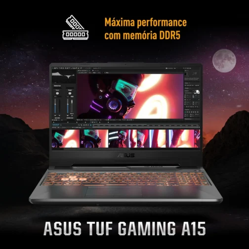 Notebook ASUS TUF Gaming A15 FA506NFR RTX 2050 AMD Ryzen 7 7435HS 16Gb Ram 512Gb SSD Windows 11 Home Tela 144Hz 15,6" FHD Graphite Black - HN060W - Imagem 7