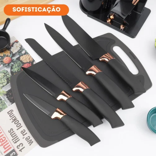 Kit 19 Utensílios De Cozinha Com Cabo De Madeira E Silicone (Preto) - Imagem 10