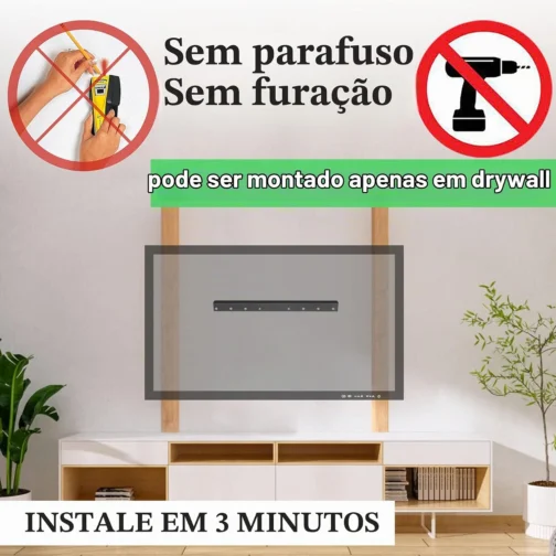 Suporte de parede para TV sem prisioneiro, suporte de parede de drywall sem danos, sem furadeira, sem parafusos, suporte de barra de fácil instalação de tela plana serve para TVs VESA de 12 a 55 polegadas de até 45 kg, inclui níveis de hardware - Imagem 4
