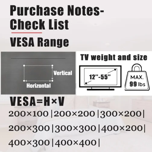 Suporte de parede para TV sem prisioneiro, suporte de parede de drywall sem danos, sem furadeira, sem parafusos, suporte de barra de fácil instalação de tela plana serve para TVs VESA de 12 a 55 polegadas de até 45 kg, inclui níveis de hardware - Imagem 6
