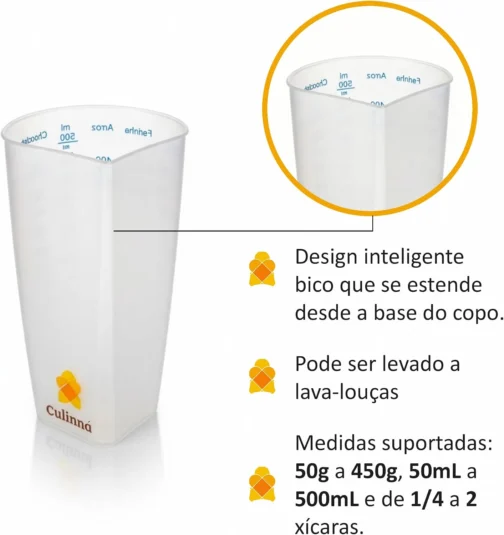 Kit 2 Copos Medidores Graduados Culinná 500ml - Imagem 4