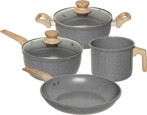 OSTER JOGO DE PANELAS E LEITEIRA MARBLE EDITION DARK GREY – 4 PEÇAS COM REVESTIMENTO CERÂMICO ANTIADERENTE, ALÇAS EM SILICONE ANTITÉRMICO E BASE COMPATÍVEL COM INDUÇÃO - Imagem 3