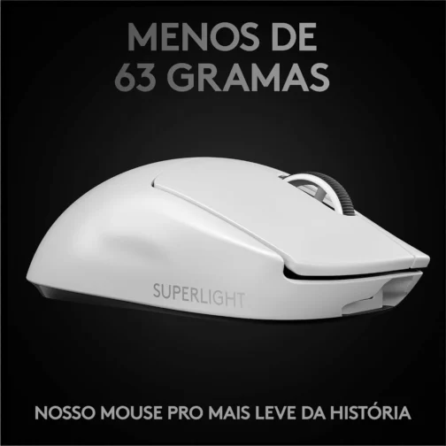 Mouse Gamer Sem Fio Logitech G PRO X SUPERLIGHT com Tecnologia LIGHTSPEED, Ultraleve 63g, 5 Botões Programáveis, Sensor HERO 25K e Bateria Recarregável - Compatível com POWERPLAY - Branco - Imagem 4
