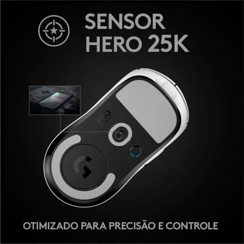 Mouse Gamer Sem Fio Logitech G PRO X SUPERLIGHT com Tecnologia LIGHTSPEED, Ultraleve 63g, 5 Botões Programáveis, Sensor HERO 25K e Bateria Recarregável - Compatível com POWERPLAY - Branco - Imagem 6