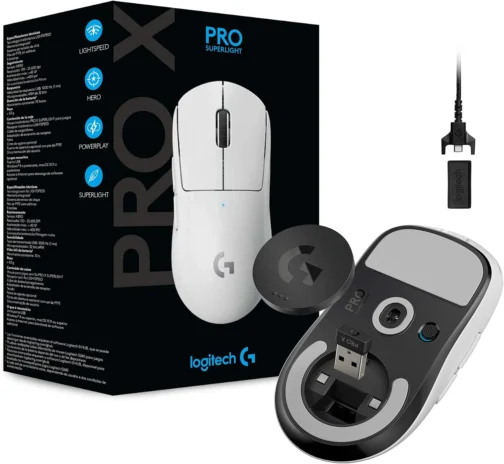 Mouse Gamer Sem Fio Logitech G PRO X SUPERLIGHT com Tecnologia LIGHTSPEED, Ultraleve 63g, 5 Botões Programáveis, Sensor HERO 25K e Bateria Recarregável - Compatível com POWERPLAY - Branco - Imagem 11