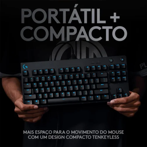 Teclado Mecânico Gamer Logitech G PRO com Layout US, RGB LIGHTSYNC, Design TKL, Cabo Destacável e Switch Exclusivo GX Blue Clicky - Imagem 6